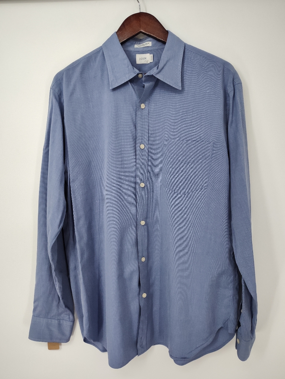 J. Crew Light Blue Men's 80's 2 Ply Cotton Dress Shirt Size Large, 16-16.5